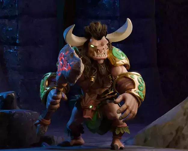 Ancient Minotaur Warlord Stylized Game-Ready Character Low-poly 3D model