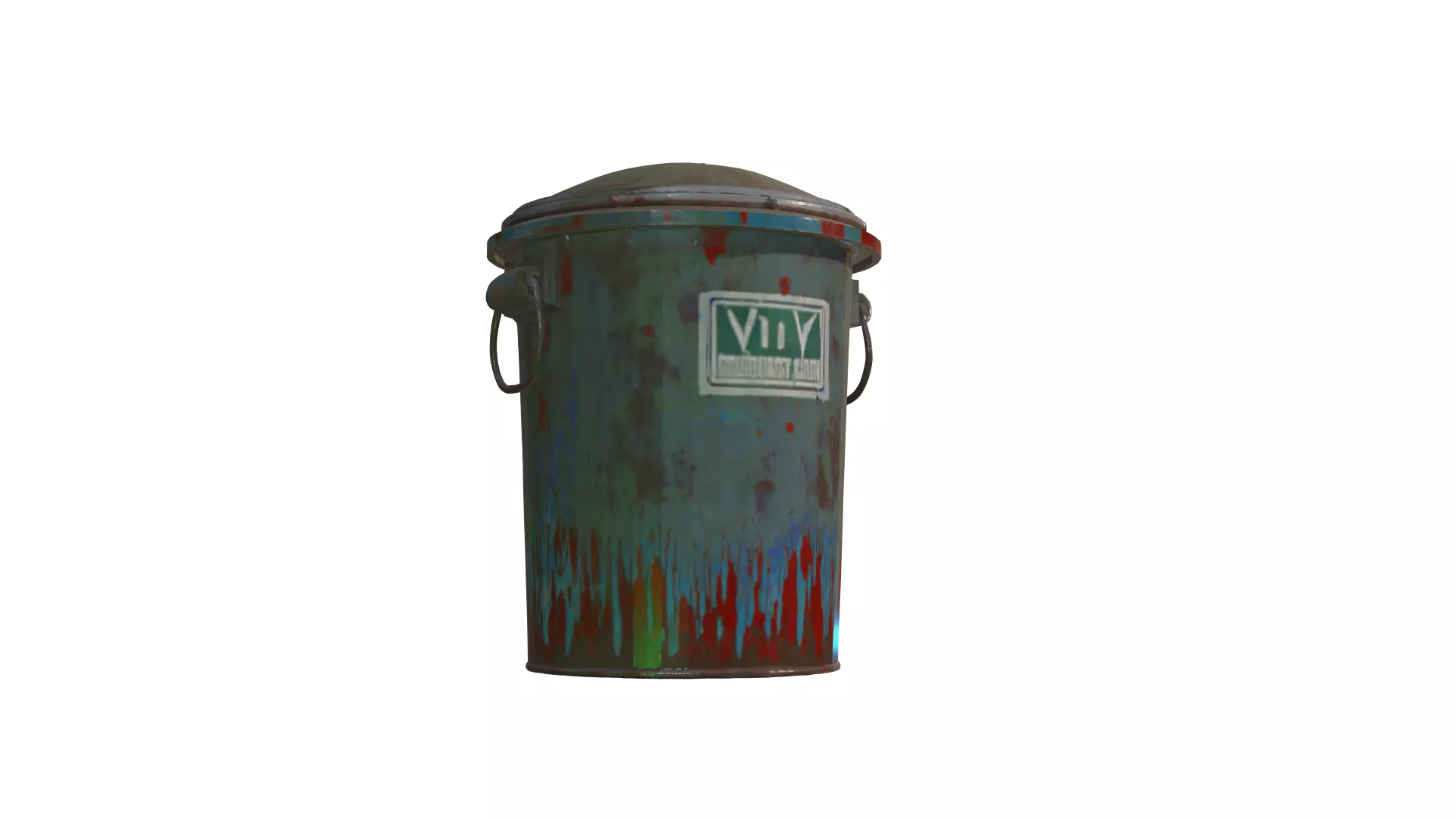 Realistic 3D Model Render Grungy Street Trash Can 3D model_0