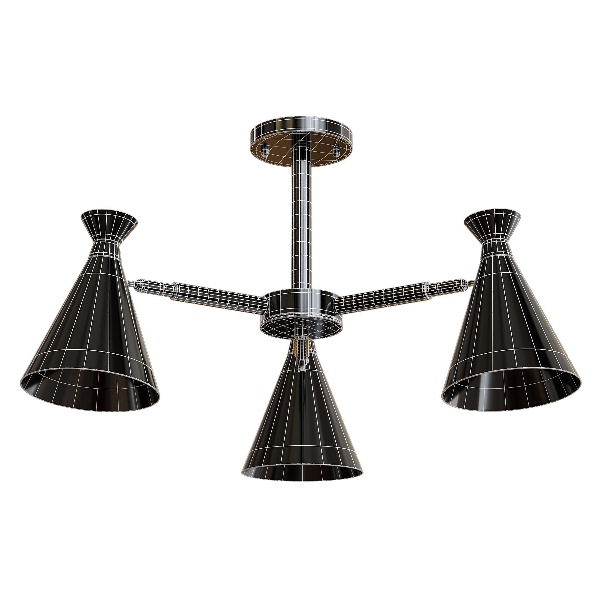 OLA Chandelier 3 lamps Low-poly 3D model_6
