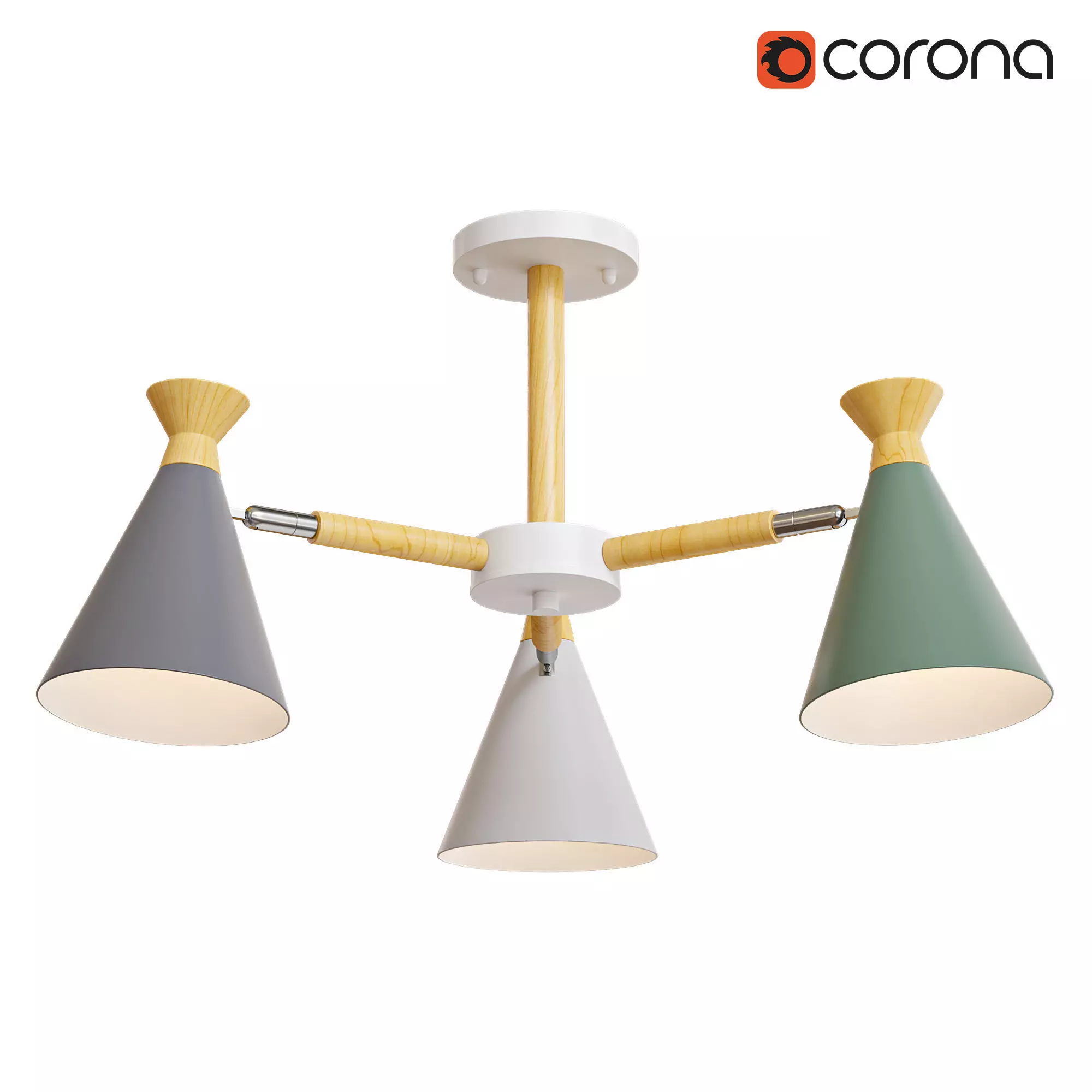 OLA Chandelier 3 lamps Low-poly 3D model_0