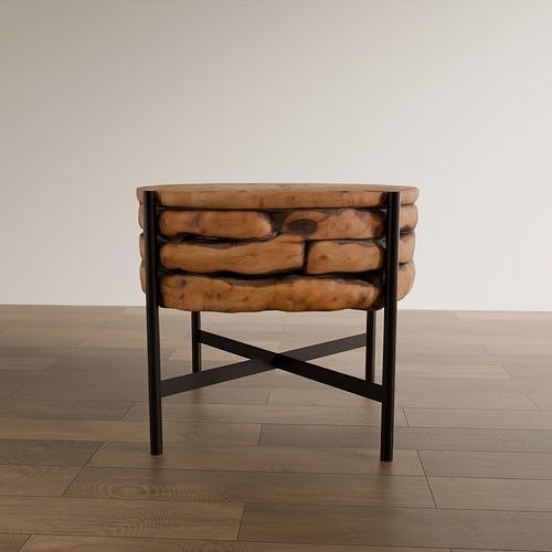 Rustic Wooden End Table Low-poly 3D model