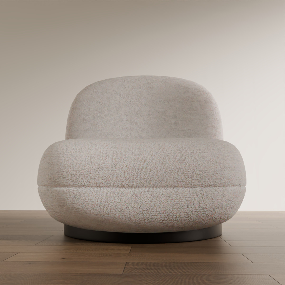 Minimalist Fabric Pouffe Low-poly 3D model_2