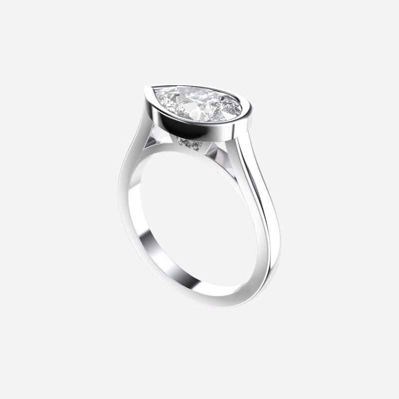 Pear Diamond Solitaire Ring 3D print model_11