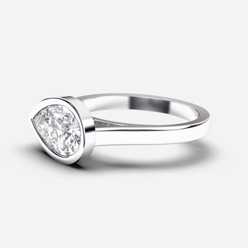 Pear Diamond Solitaire Ring 3D print model_9