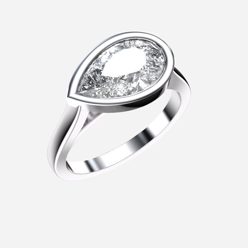Pear Diamond Solitaire Ring 3D print model_10