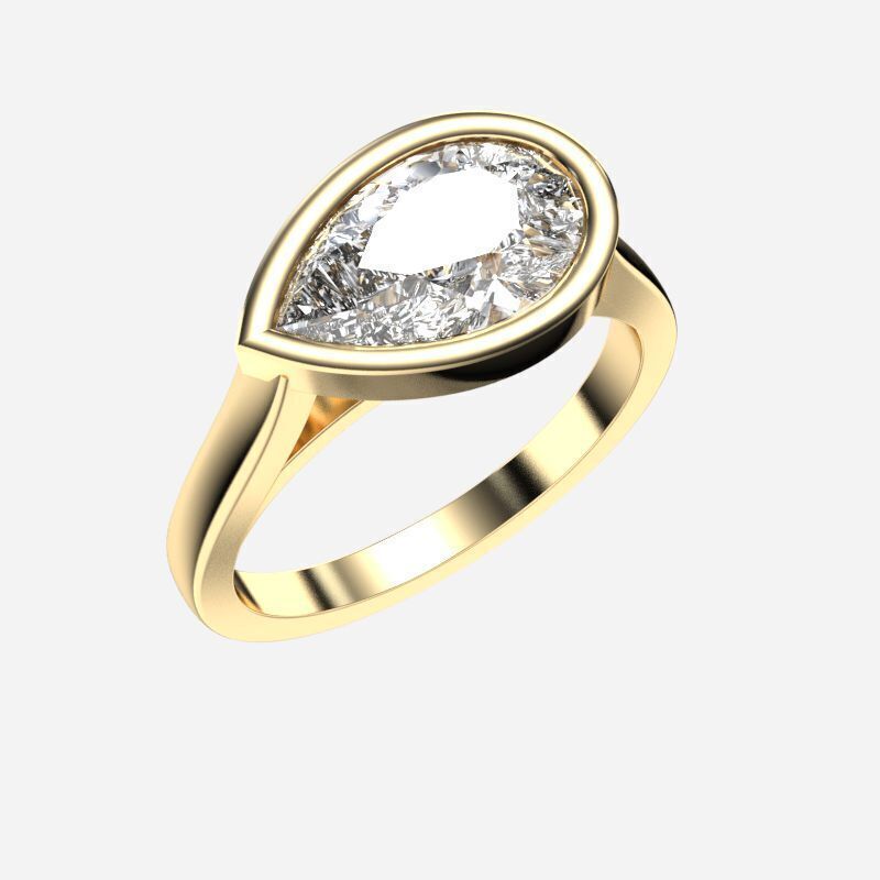 Pear Diamond Solitaire Ring 3D print model_2
