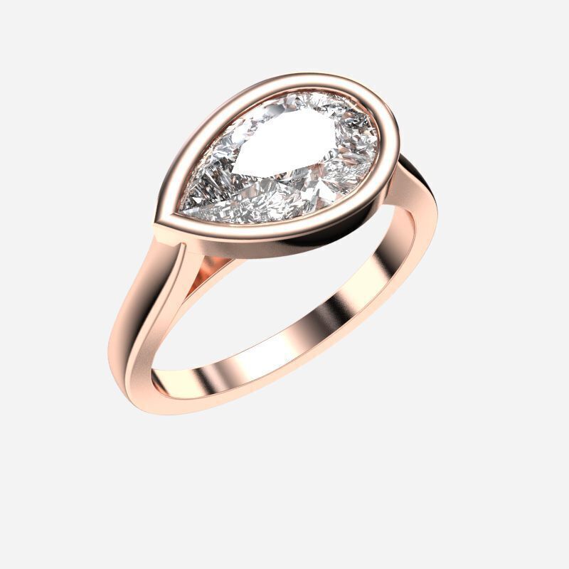 Pear Diamond Solitaire Ring 3D print model_6