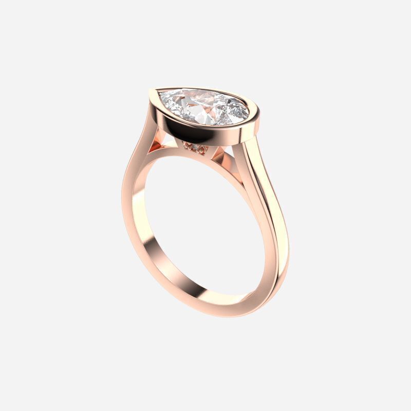 Pear Diamond Solitaire Ring 3D print model_7
