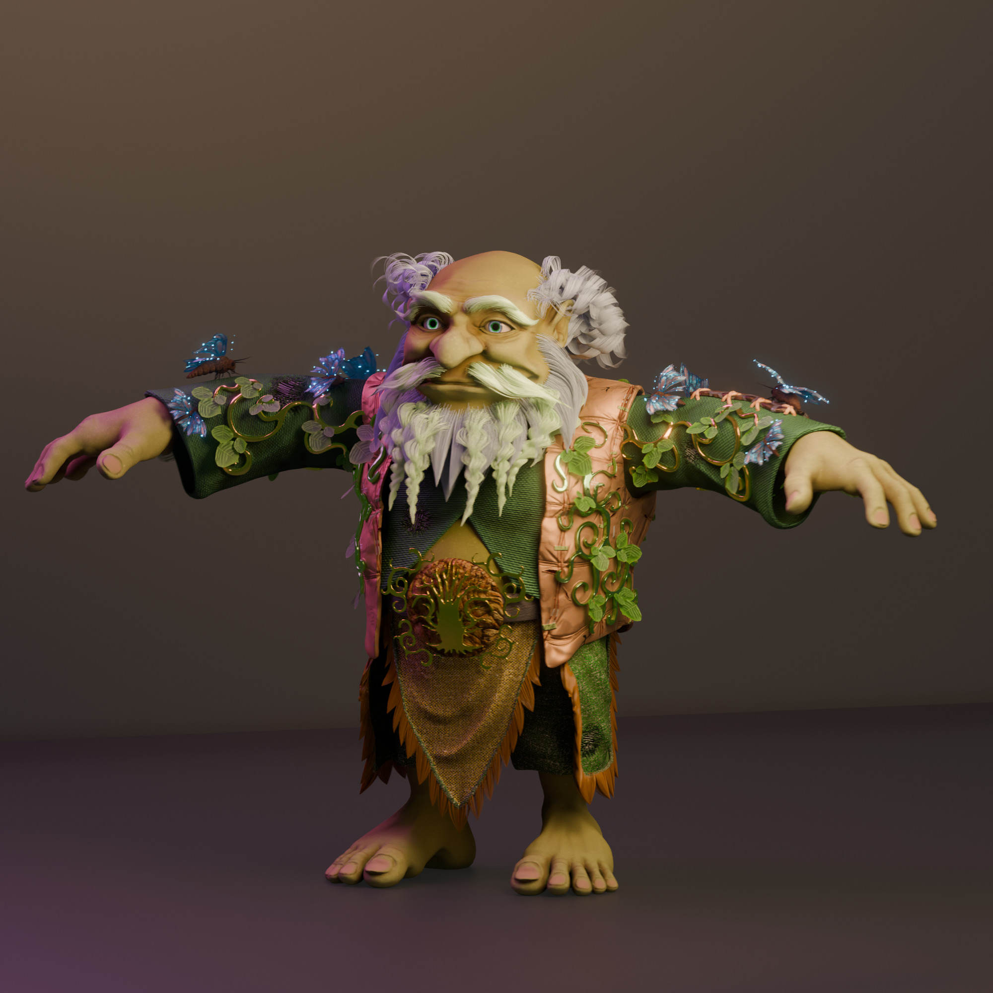 Mushroom Druid Elder  Stylized Game Character Low-poly 3D model_2