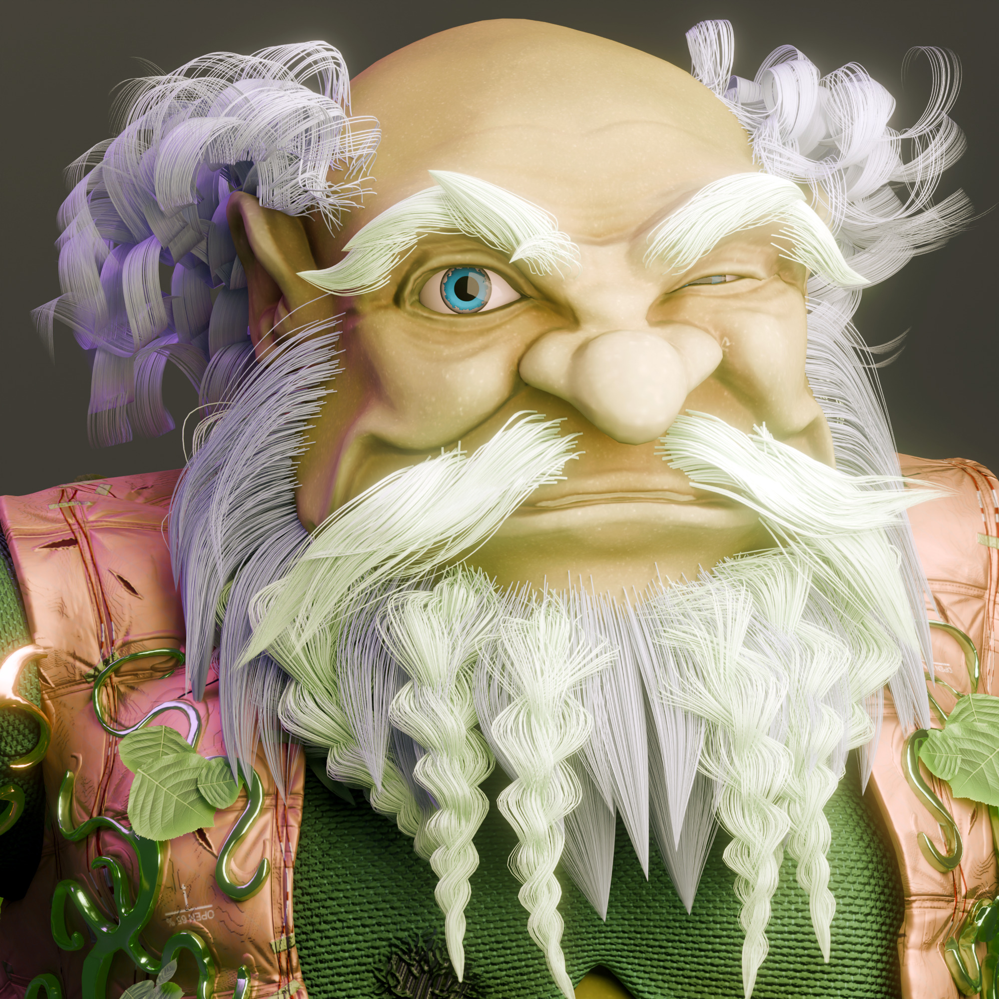 Mushroom Druid Elder  Stylized Game Character Low-poly 3D model_1