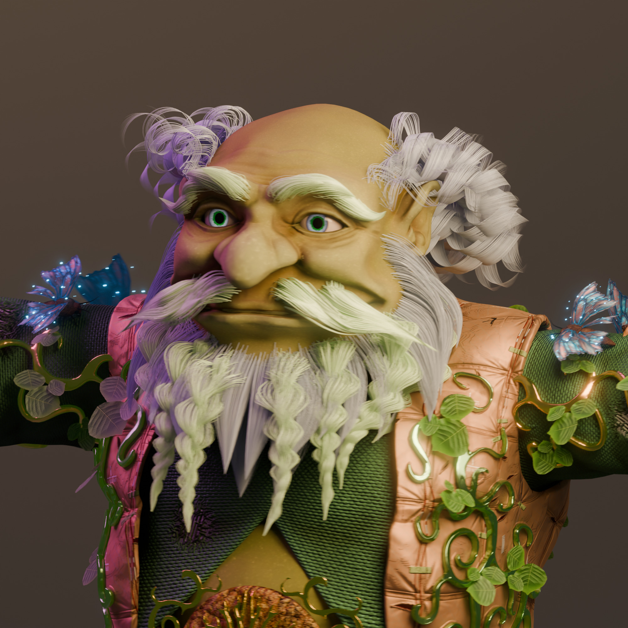 Mushroom Druid Elder  Stylized Game Character Low-poly 3D model_4