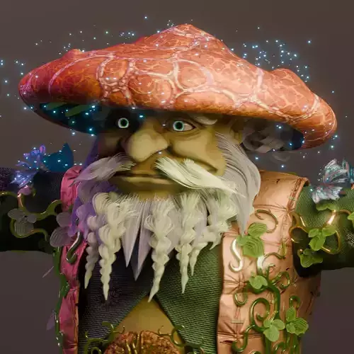 Mushroom Druid Elder  Stylized Game Character Low-poly 3D model
