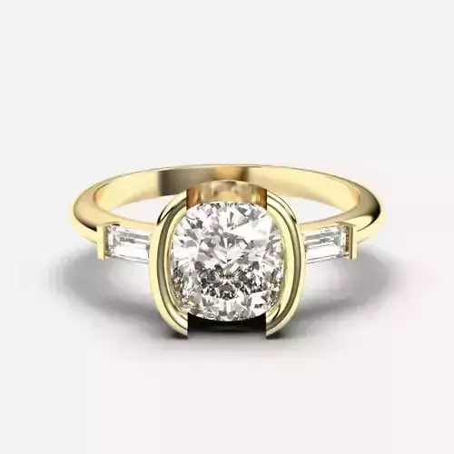 Cushion Diamond Solitaire Ring