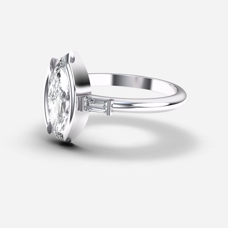 Marquise Diamond Solitaire Ring 3D print model_9