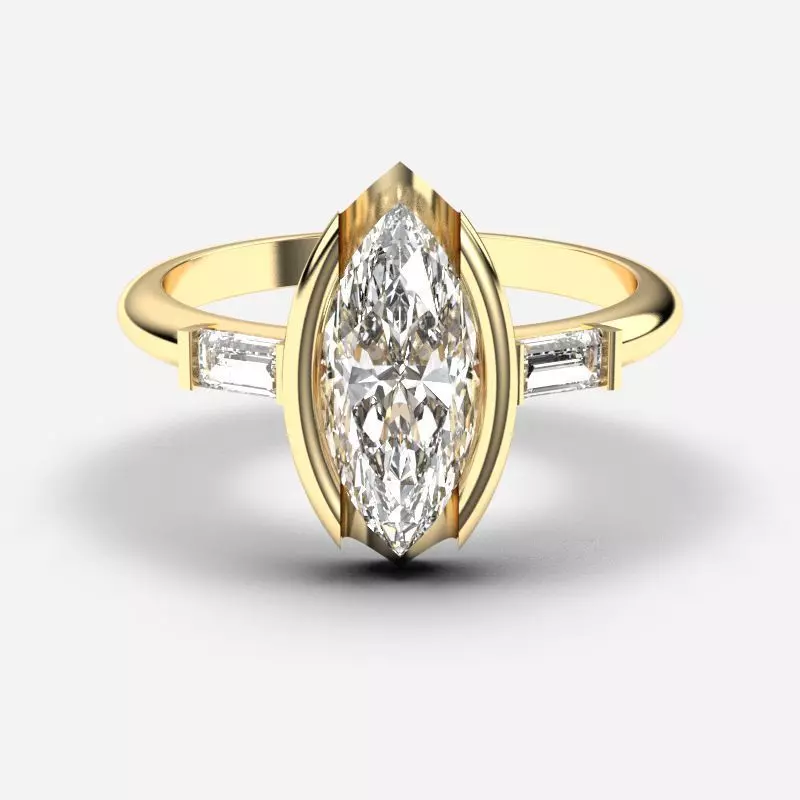 Marquise Diamond Solitaire Ring 3D print model_0