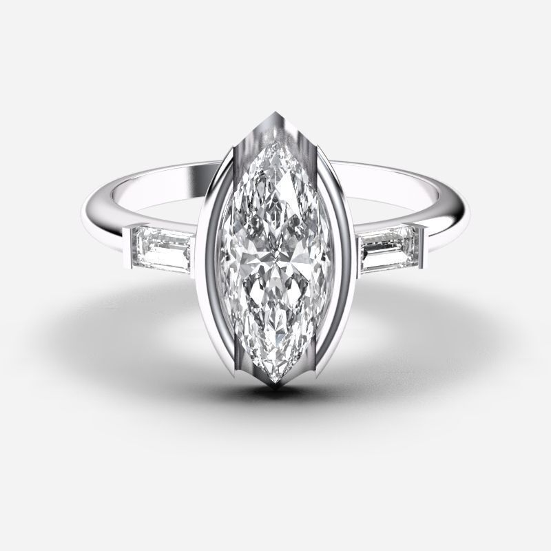 Marquise Diamond Solitaire Ring 3D print model_2