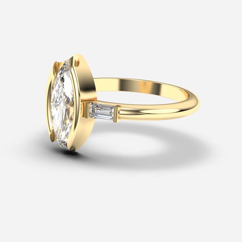 Marquise Diamond Solitaire Ring 3D print model_3