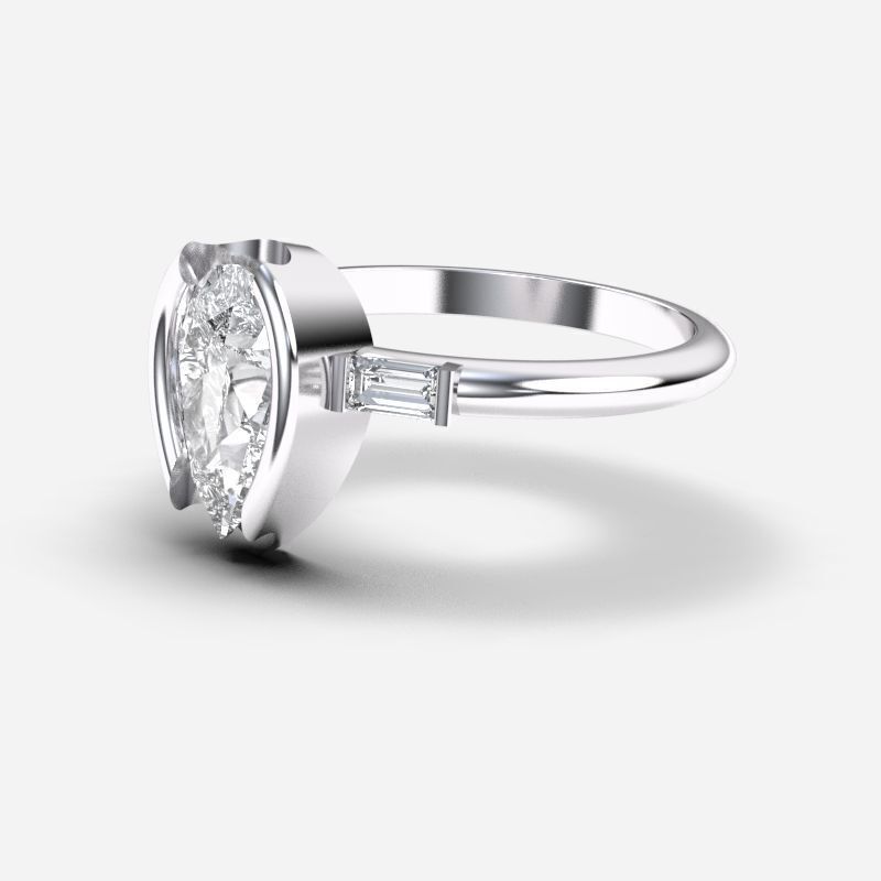 Pear Diamond Solitaire Ring 3D print model_9