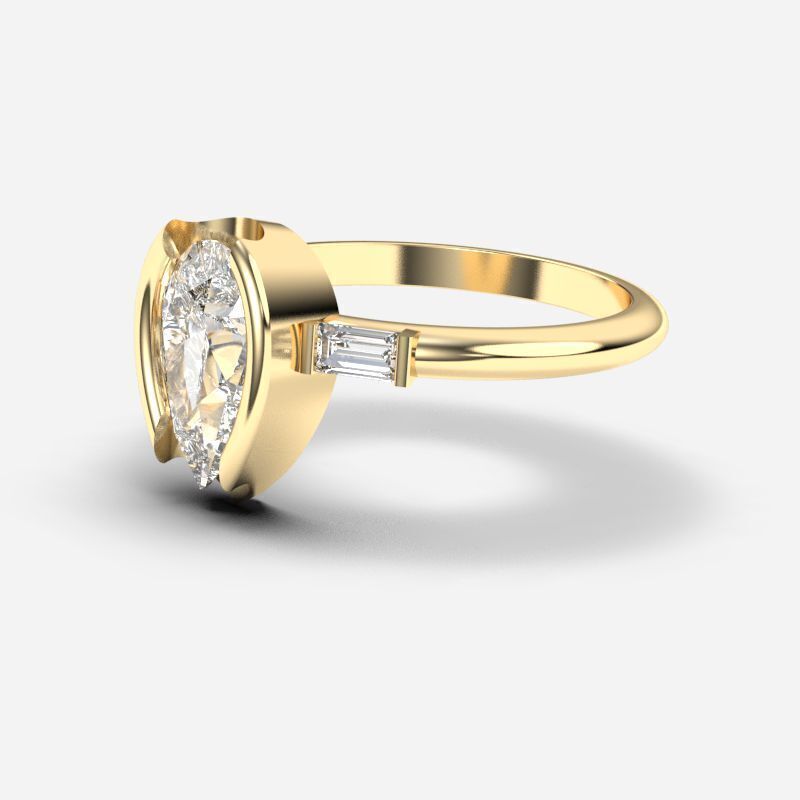 Pear Diamond Solitaire Ring 3D print model_3