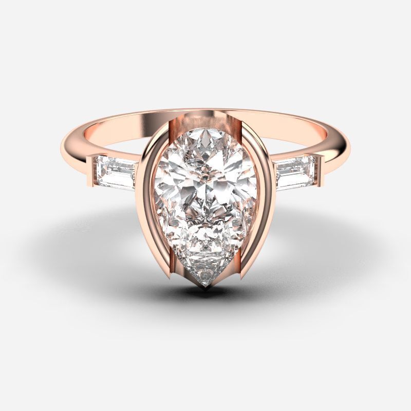 Pear Diamond Solitaire Ring 3D print model_1