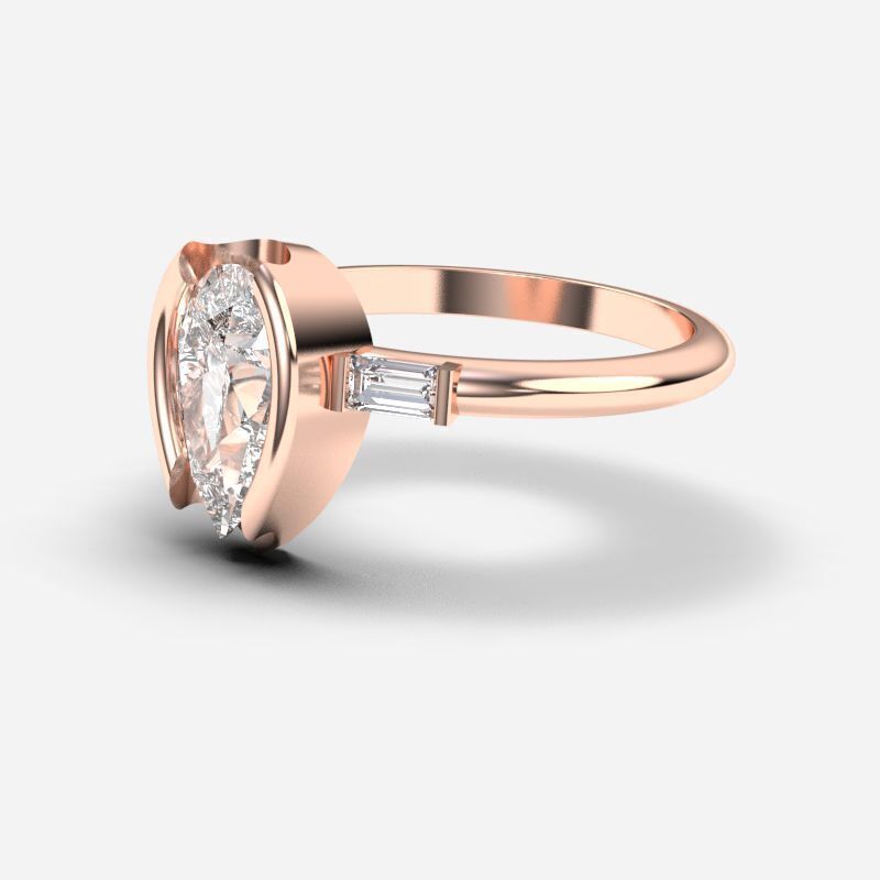 Pear Diamond Solitaire Ring 3D print model_6