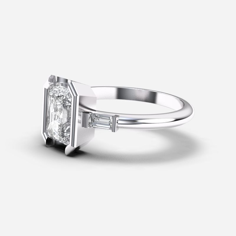 Radiant Diamond Solitaire Ring 3D print model_9