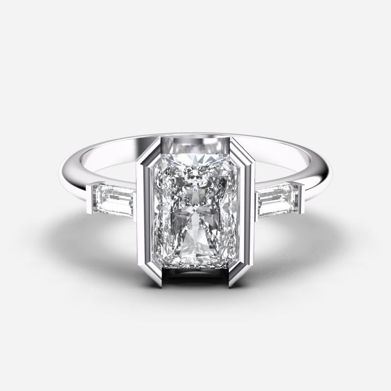 Radiant Diamond Solitaire Ring 3D print model_2