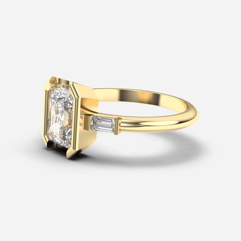 Radiant Diamond Solitaire Ring 3D print model_3