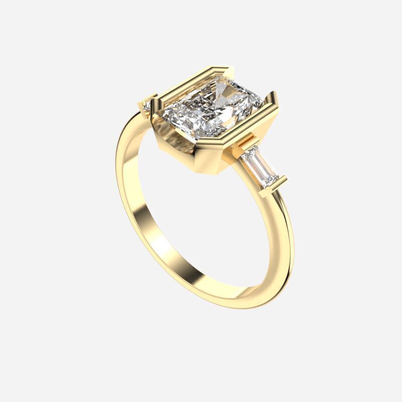 Radiant Diamond Solitaire Ring 3D print model_5