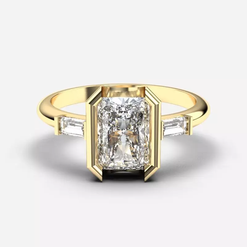 Radiant Diamond Solitaire Ring 3D print model_0