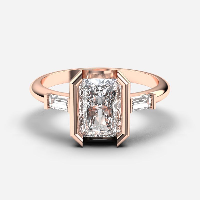 Radiant Diamond Solitaire Ring 3D print model_1