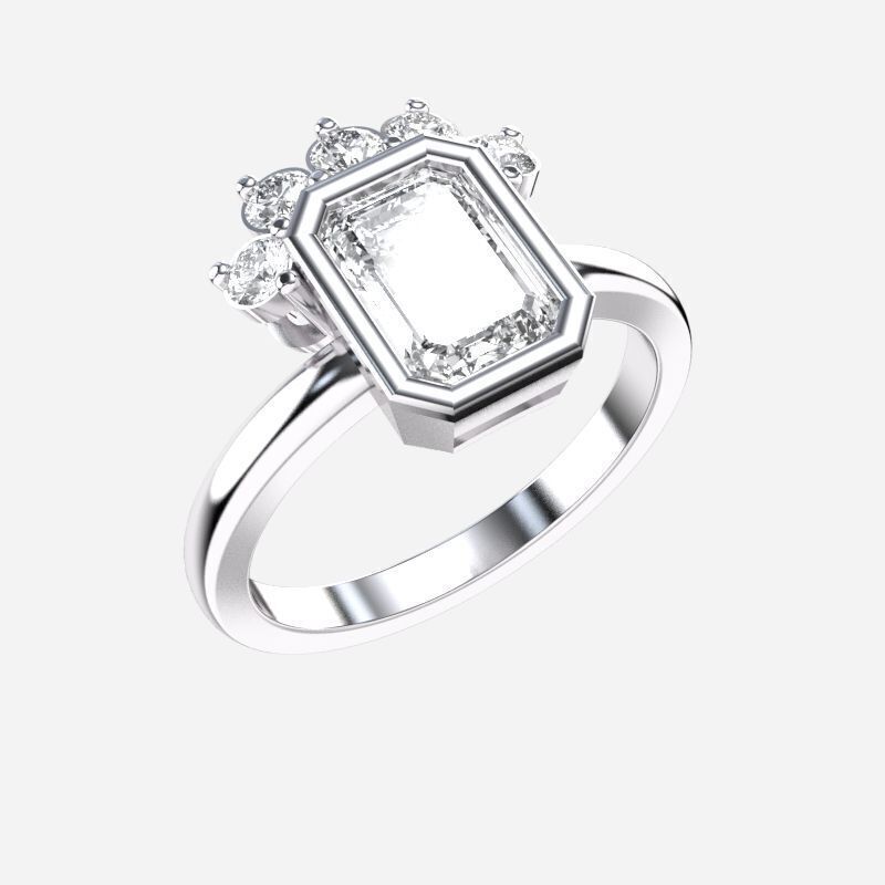 Emerald Diamond Solitaire Ring 3D print model_10
