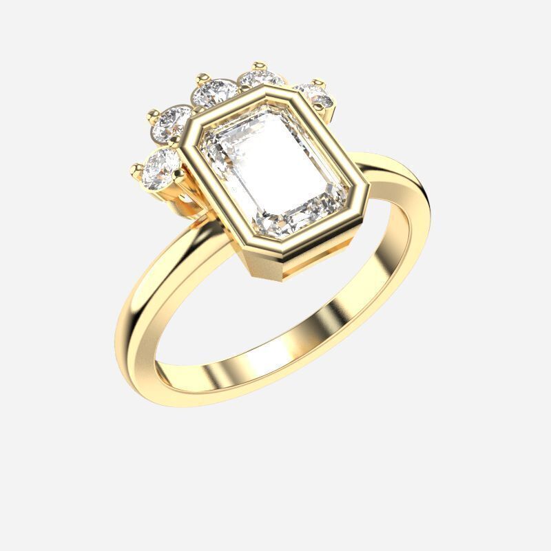 Emerald Diamond Solitaire Ring 3D print model_4
