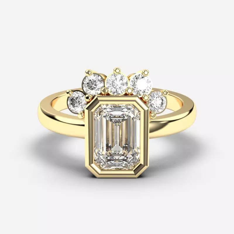 Emerald Diamond Solitaire Ring 3D print model_0