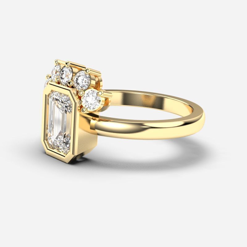 Emerald Diamond Solitaire Ring 3D print model_3