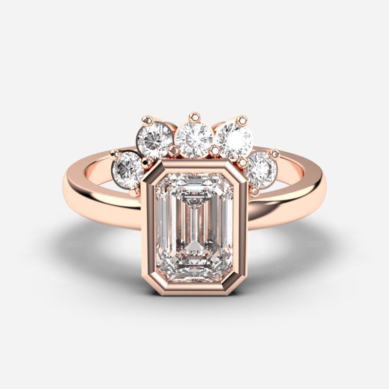 Emerald Diamond Solitaire Ring 3D print model_2