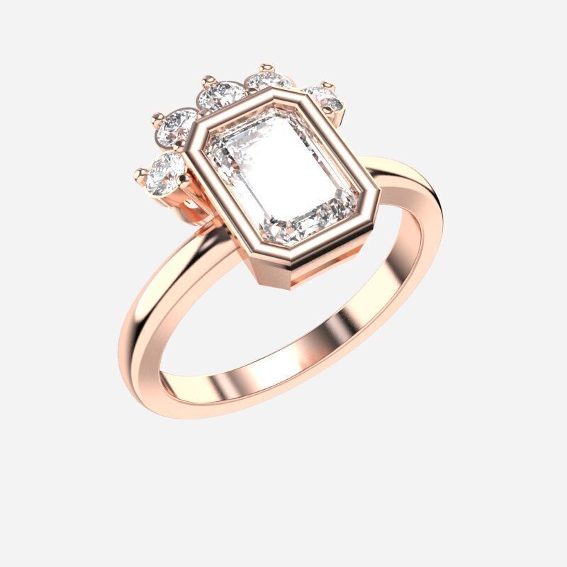 Emerald Diamond Solitaire Ring 3D print model_7
