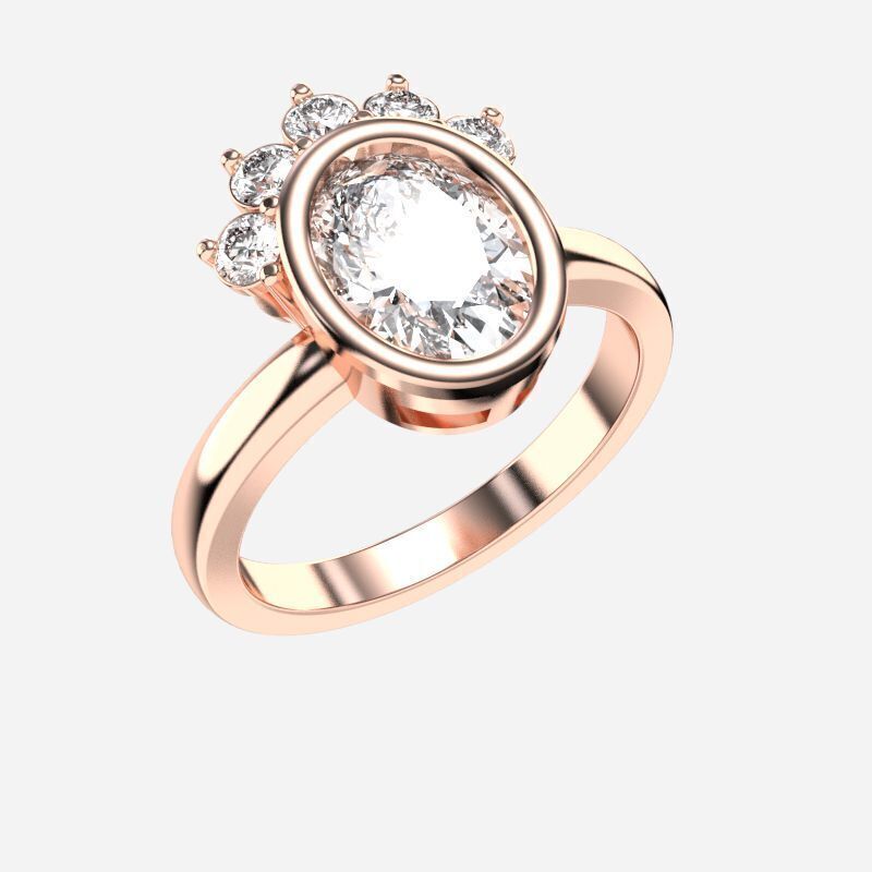 Oval Diamond Solitaire Ring 3D print model_7
