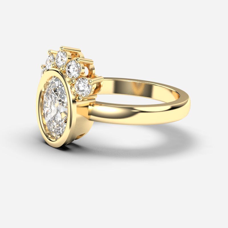 Oval Diamond Solitaire Ring 3D print model_3