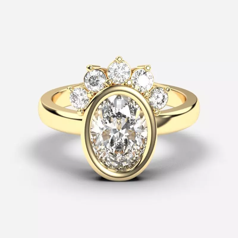 Oval Diamond Solitaire Ring 3D print model_0