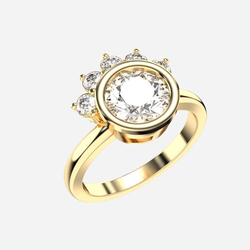 Round Diamond Solitaire Ring 3D print model_4