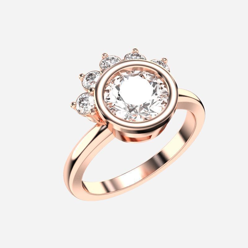Round Diamond Solitaire Ring 3D print model_7