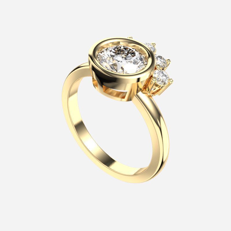 Round Diamond Solitaire Ring 3D print model_5