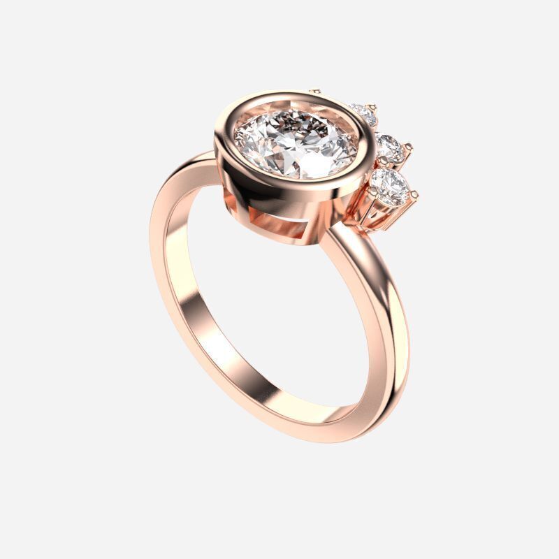 Round Diamond Solitaire Ring 3D print model_8