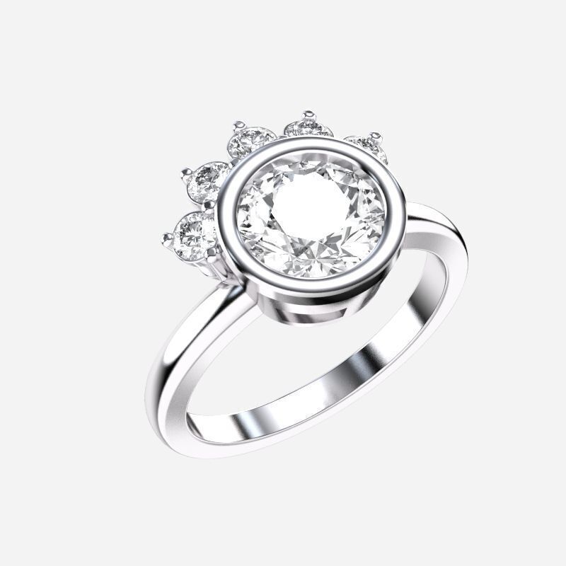 Round Diamond Solitaire Ring 3D print model_10