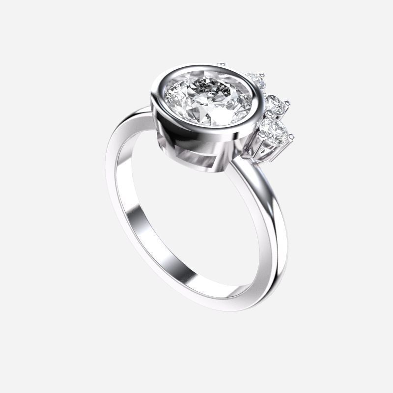 Round Diamond Solitaire Ring 3D print model_11