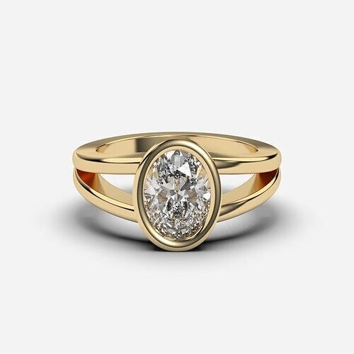Oval Diamond Solitaire Ring 3D print model