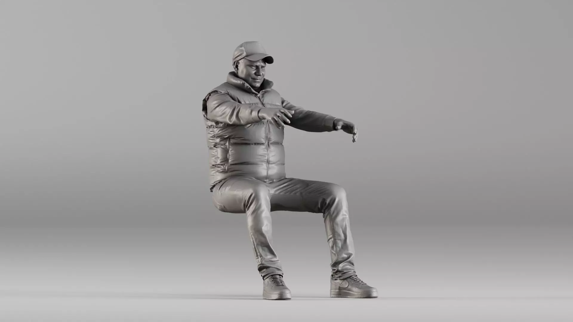 001616 Seated Man in Casual Winter Outfit STL Miniature 3D print model