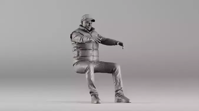 001616 Seated Man in Casual Winter Outfit 3dp 3D print model