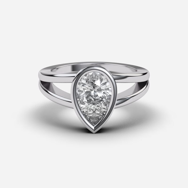 Pear Diamond Solitaire Ring 3D print model_2